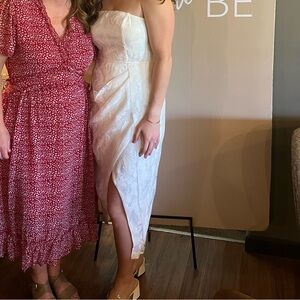 Women’s white floral lace midi dress